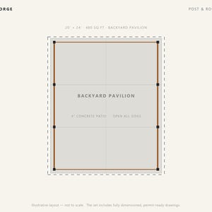20x24 Pavilion Plans, DIY Permit Ready Backyard Pavilion with Patio Slab, Post Frame Plans, Material List, Drawn by ICC Building Official image 3