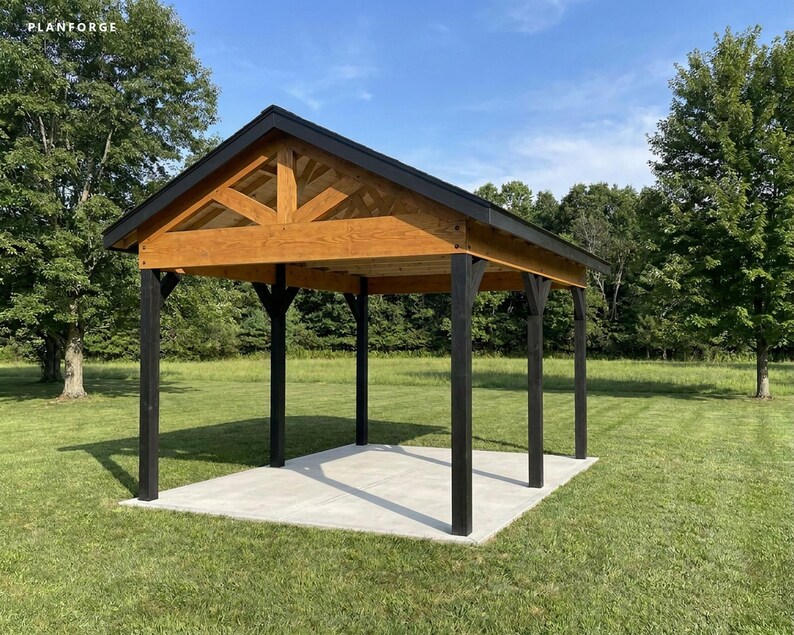 12x16 Pavilion Plans, DIY Permit Ready Backyard Pavilion with Patio Slab, Post Frame Plans, Material List, Drawn by ICC Building Official image 4