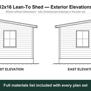 12x16 Lean-To Shed Plans, Permit Ready Mono-Pitch Storage Shed Building Plans with Materials List, Drawn by ICC Certified Building Official image 3