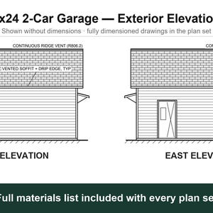 20x24 2 Car Garage Plans, Permit Ready Detached Garage Building Plans, Material List, Drawn by ICC Building Official image 4