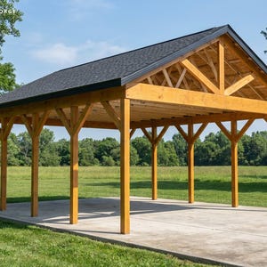 22x26 Carport Plans, DIY Permit Ready 2 Car Open Post Frame Carport Building Plans, Material List, Drawn by ICC Building Official image 2