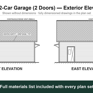 28x26 2 Car Garage Plans with Two Doors, Permit Ready Detached Garage Building Plans, Material List, Drawn by ICC Building Official image 4