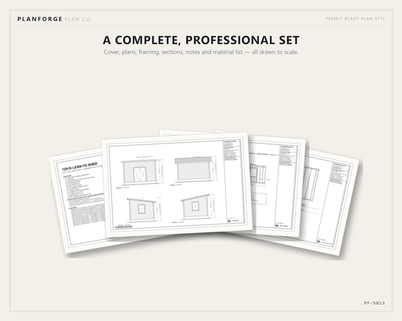 12x16 Lean-To Shed Plans, Permit Ready Mono-Pitch Storage Shed Building Plans with Materials List, Drawn by ICC Certified Building Official image 8