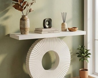 Consolle moderna da 100 cm per ingresso, tavolino stretto da divano con base dal design geometrico, elegante tavolino laterale per corridoio e soggiorno