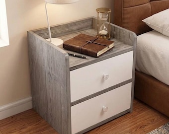 Mini nachtkastje, compact nachtkastje met 2 lades, klein bijzettafeltje voor de slaapkamer of woonkamer, minimalistisch opbergkastje