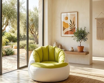 Transparante opblaasbare bank, opvouwbare en draagbare loungestoel, moderne ruimtebesparende extra zitplaats, ontspanningsmeubel
