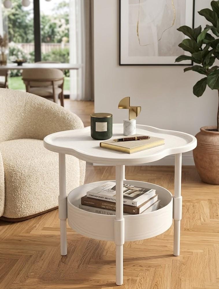 Table De Chevet Moderne Design Épuré, Étagère Rangement Portable Gain Place, Bout Canapé Minimaliste Pour Salon Et Chambre