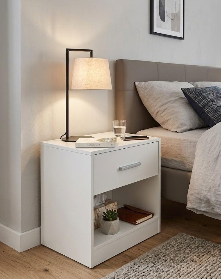 Table De Chevet Moderne Avec Tiroir Et Niche Rangement, Bout Canapé Scandinave, D'appoint Chic Pour Chambre Salon