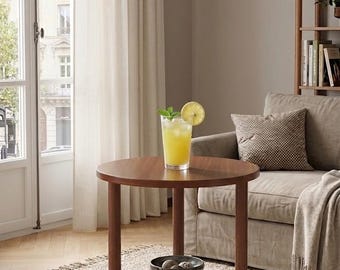 Round Two-Tier Side Table, Modern Minimalist End Table, Compact Bedside Table, Small Coffee Table for Living Room, Trendy Accent Table