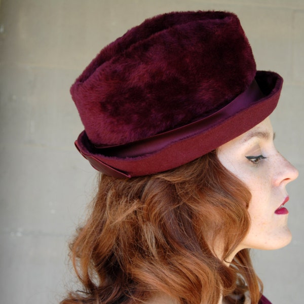 Mulberry fedora, 1950s hat, wool fur, Italy