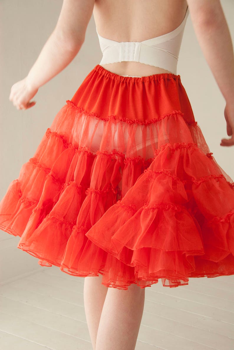 Vintage red petticoat skirt full short crinoline tulle circle Etsy