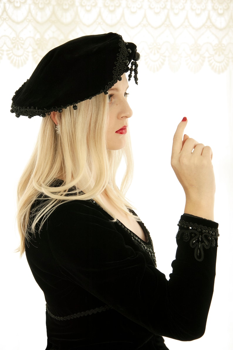 Vintage black velvet mini dress empirewaist formal shift Etsy