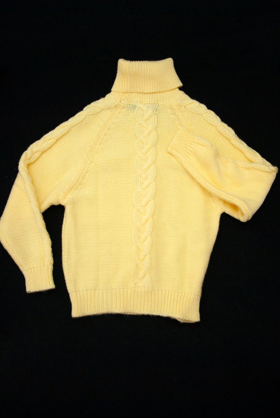 Vintage Yellow Turtleneck Sweater Cable 