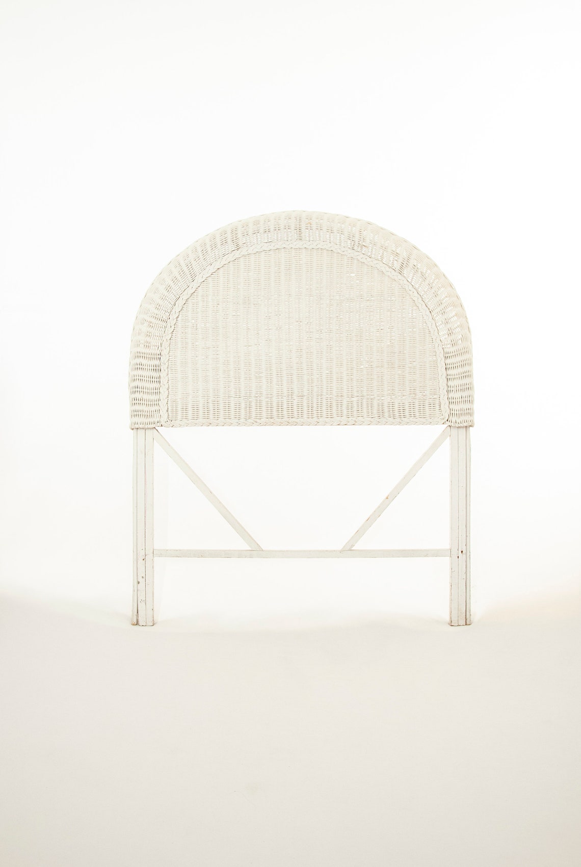 Victorian White Wicker Headboard Twin Bed Frame Rounded Etsy
