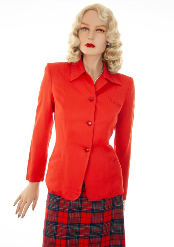 Vintage 1940s Red Blazer Long Sleeve 