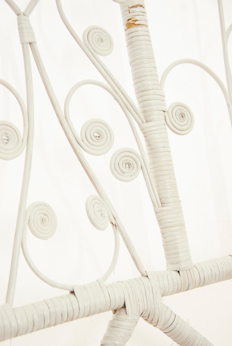 Victorian White Wicker Headboard Bed Frame Twin Painted Etsy