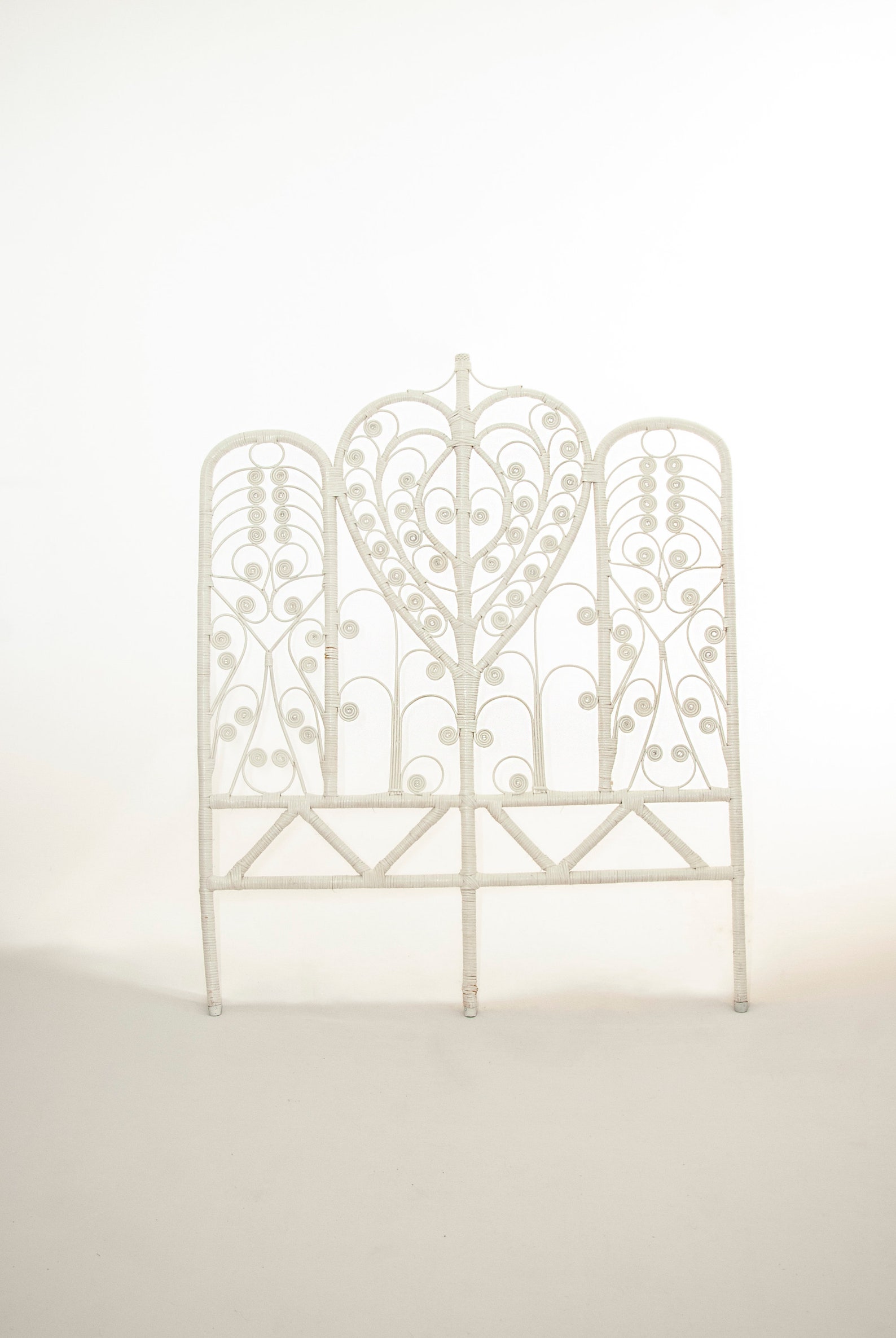 Victorian White Wicker Headboard Bed Frame Twin Painted Etsy