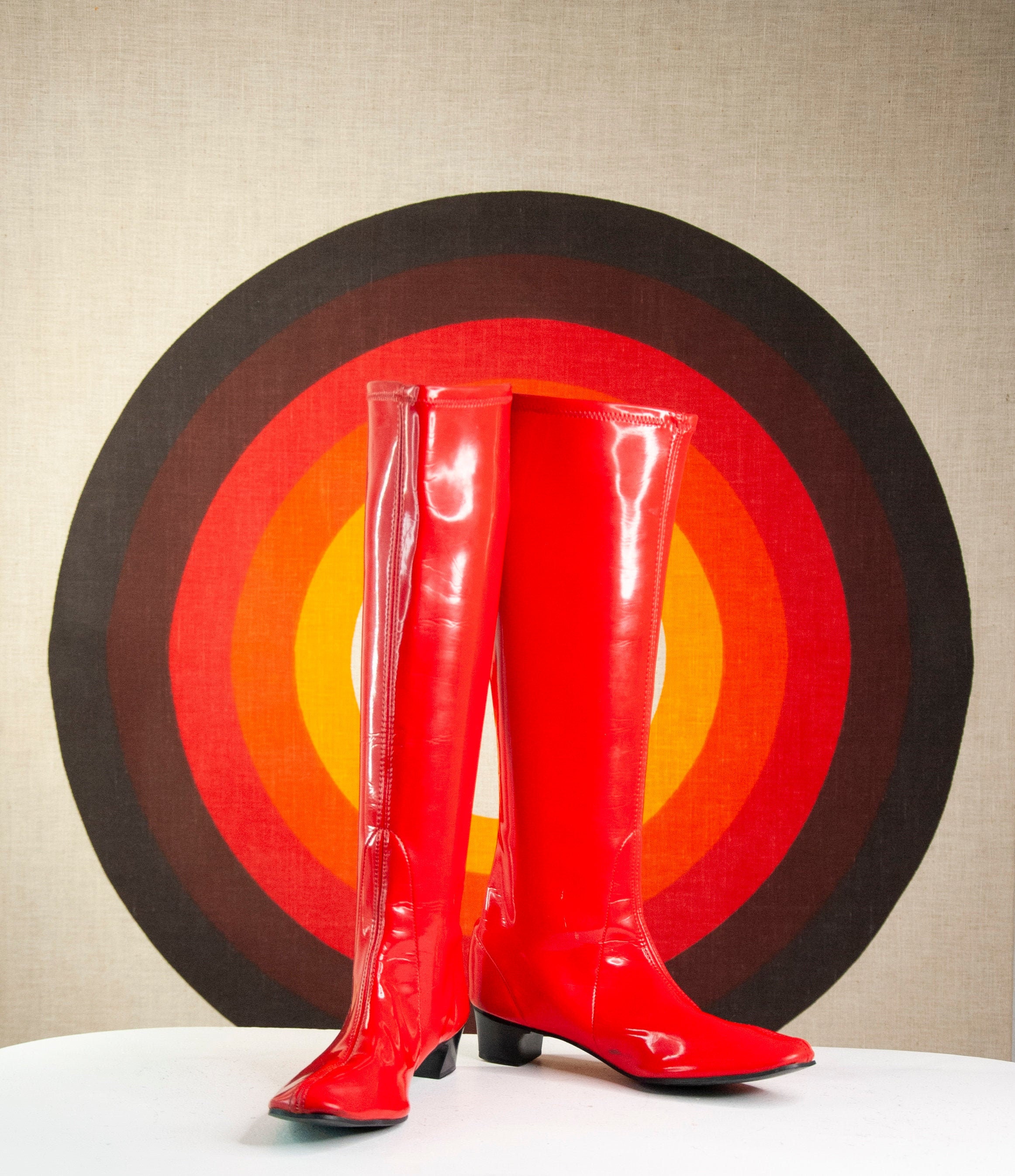 vinyl red boots