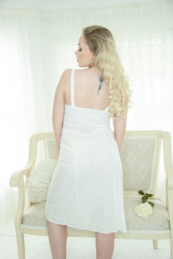 Vintage White Slip Dress Eyelet Lace 