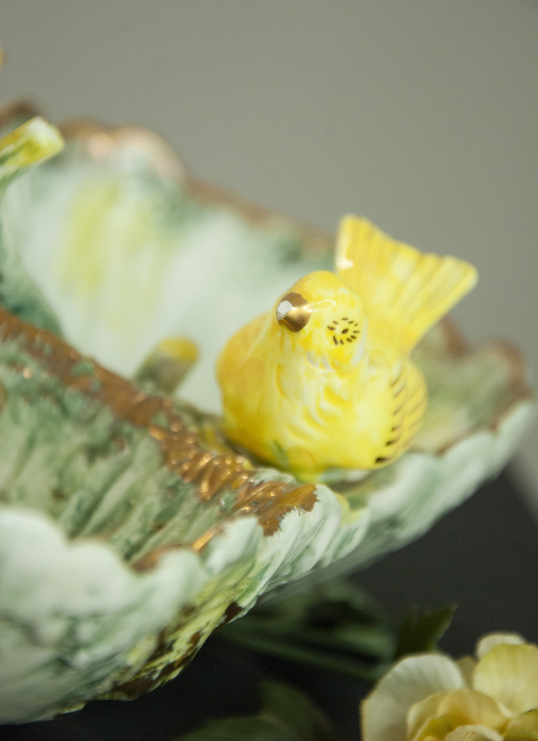 Vintage yellow birds decor set ceramic candle holders vase Etsy