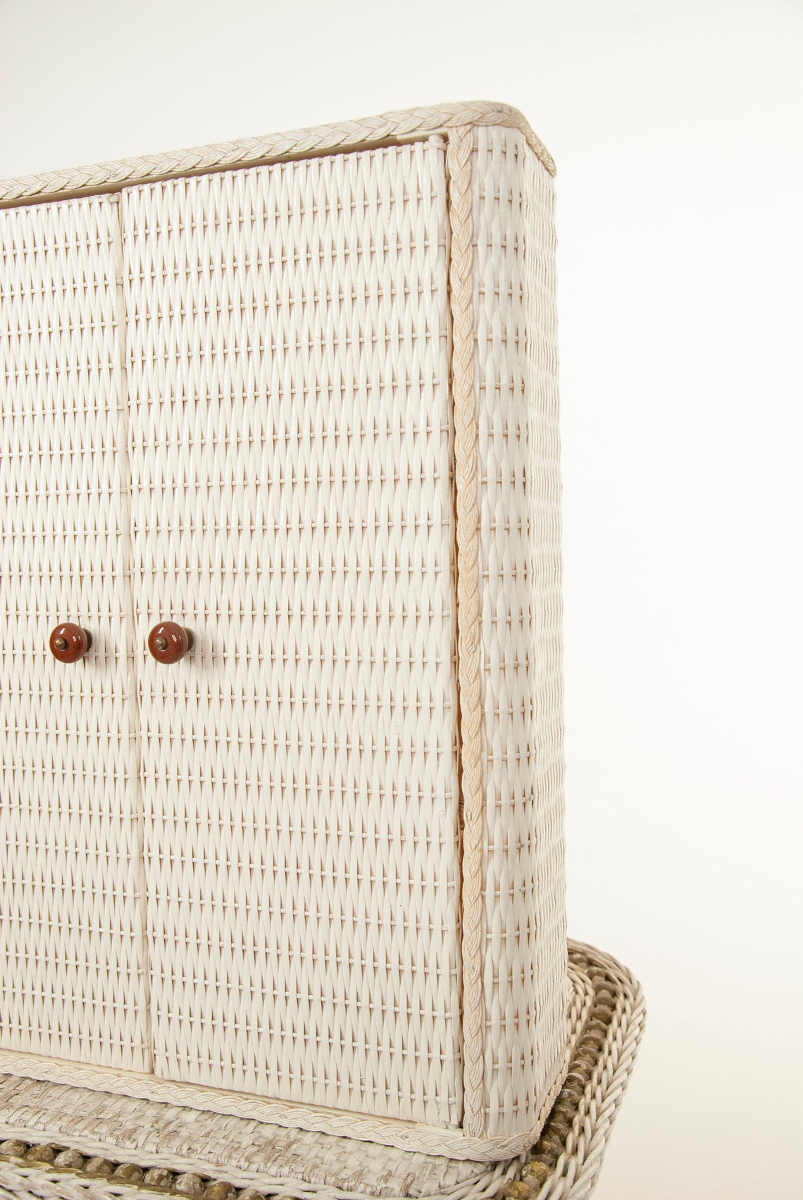Vintage white wicker medicine bathroom shelving Etsy