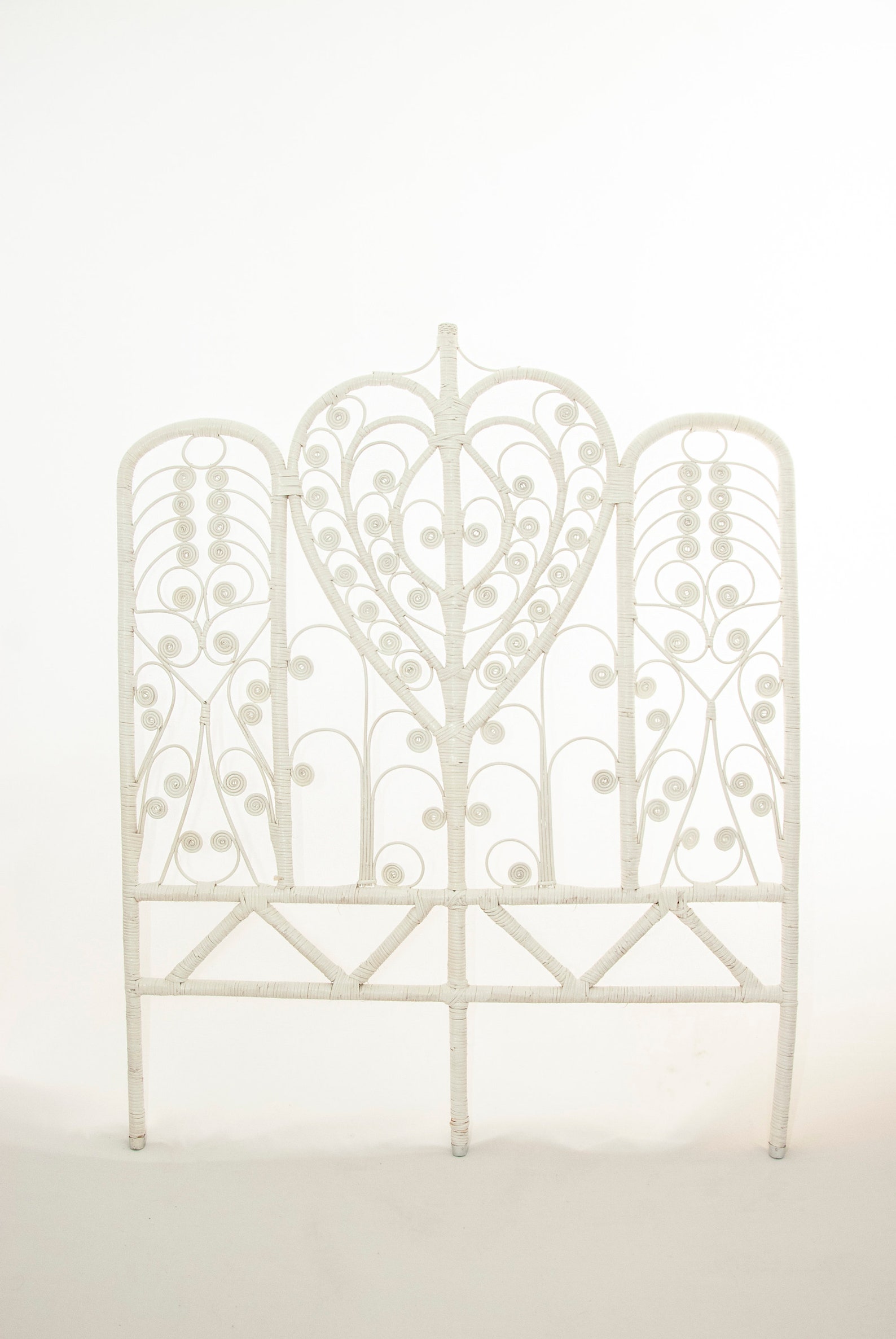 Victorian White Wicker Headboard Bed Frame Twin Painted Etsy