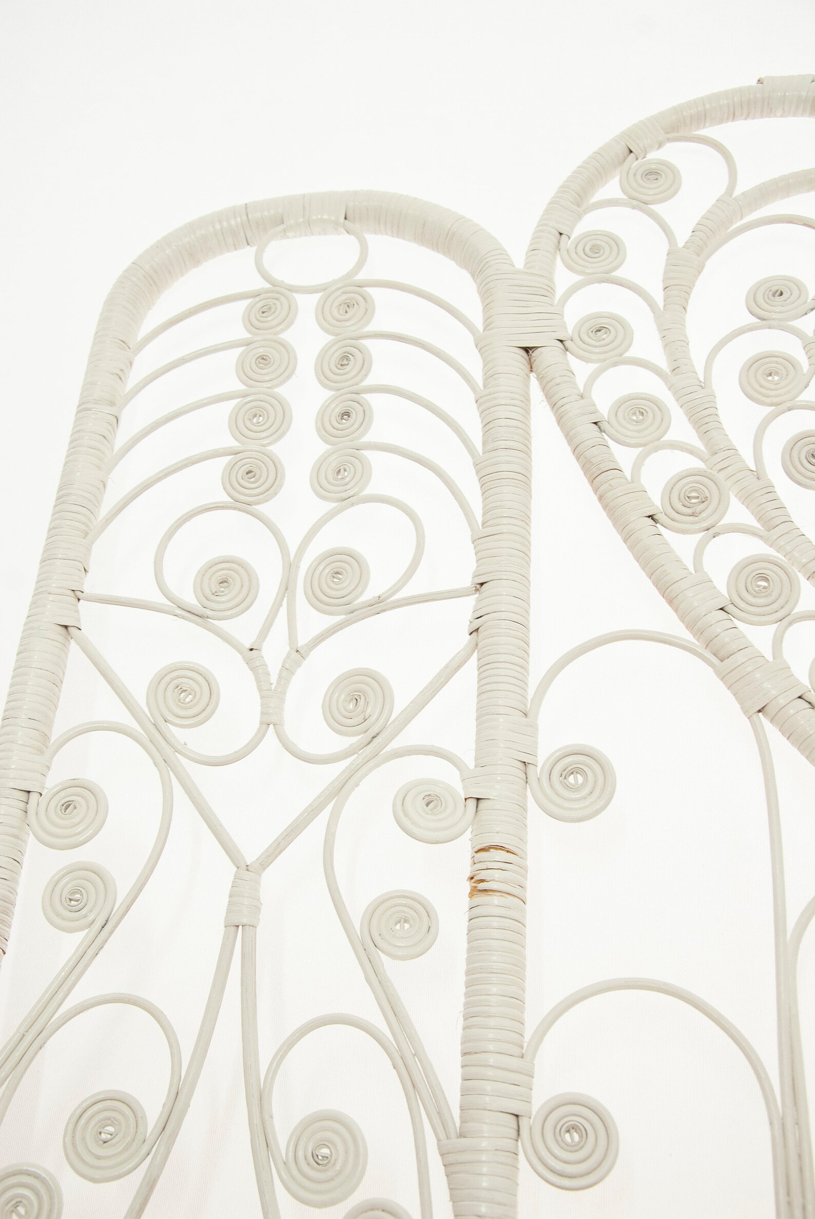 Victorian White Wicker Headboard Bed Frame Twin Painted Etsy