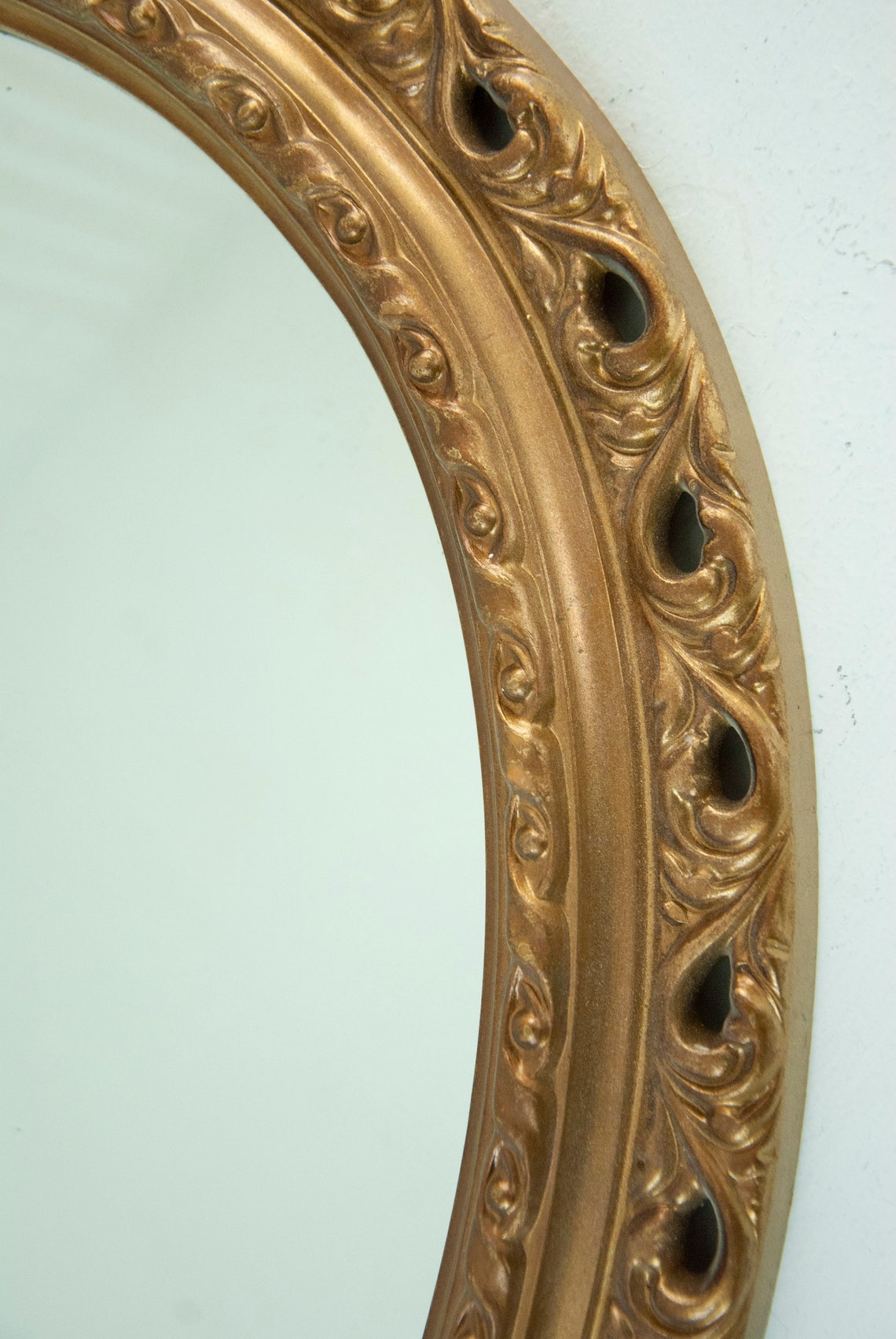 Vintage large gold mirror oval ornate Victorian Midcentury Etsy