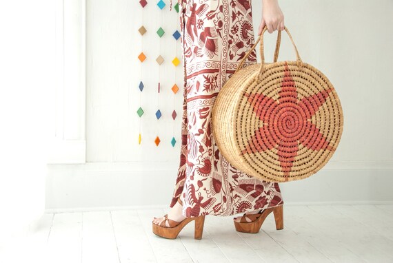 round woven basket purse