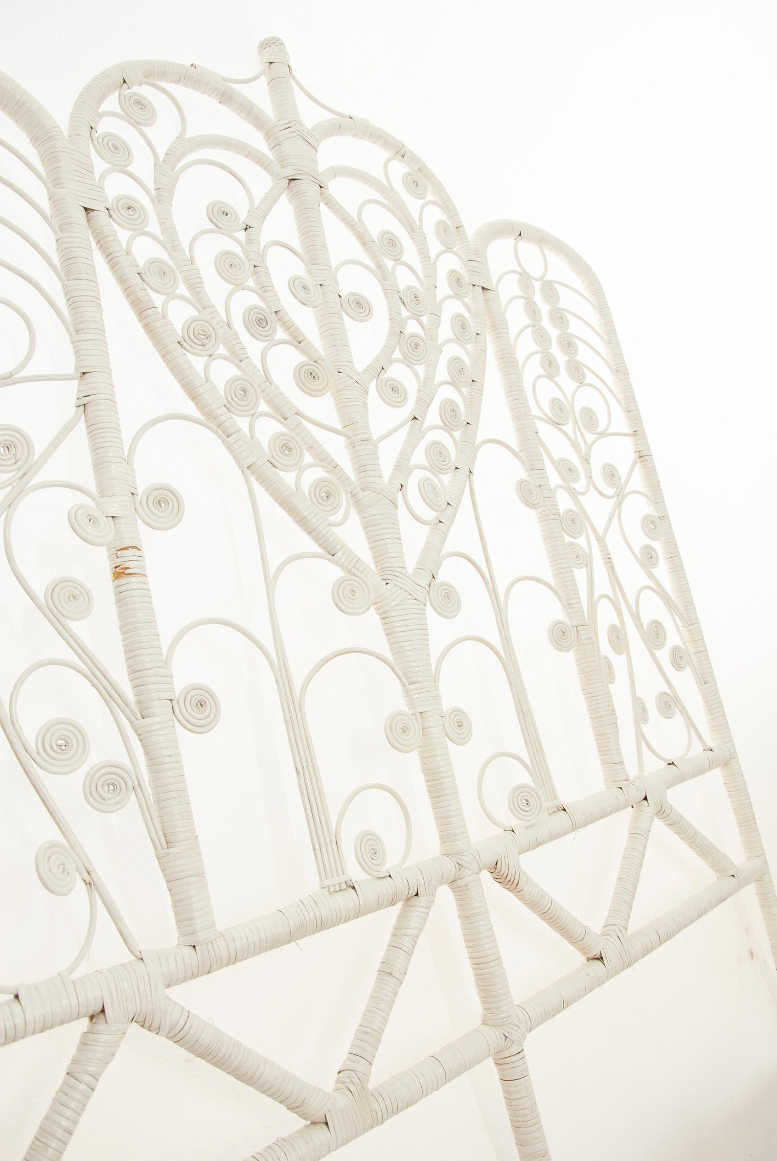 Victorian White Wicker Headboard Bed Frame Twin Painted Etsy