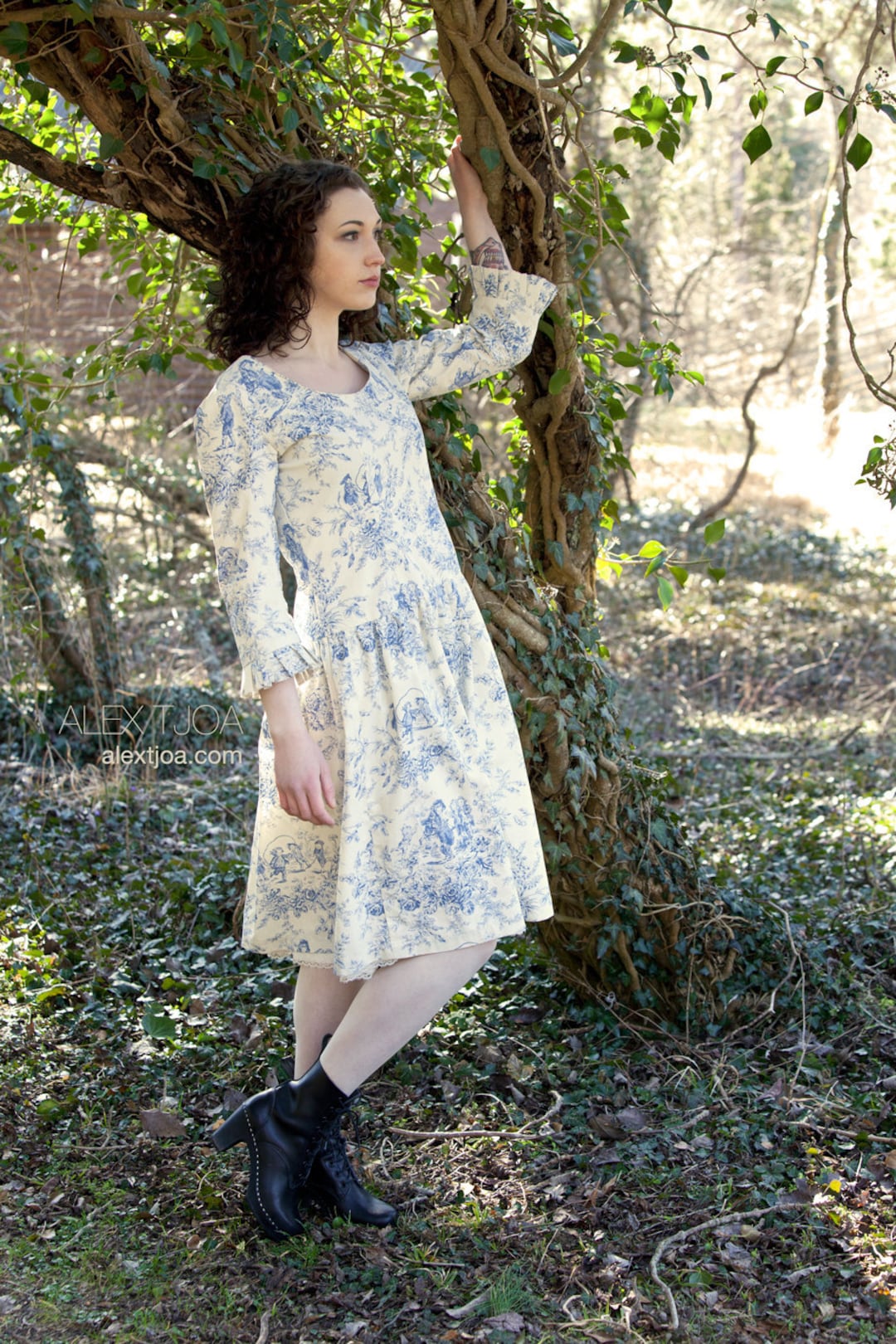 Dress Bohème From Blue French Toile De Jouy. - Etsy