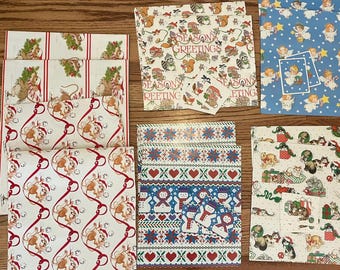 Vintage kerstcadeaupapier, diverse feestelijke designs, papier en kaarten