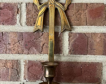 Vintage WM Rogers & Sons Wandleuchte aus massivem Messing - 26 cm x 10 cm