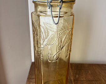 Bote de cristal ámbar italiano vintage, con bisagra y diseño de uvas, Pier 1 Imports