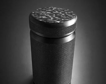 Matte Black Knurled Storage Jar/Herb Stash Jar (3d Printed And Hand Designed)