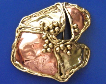 Brutalist Copper Brass Belt Buckle - Drip Edge Artisan Design