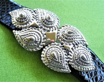 Vintage Mimi DiN Paisley Belt Buckle with Faux Snakeskin Strap