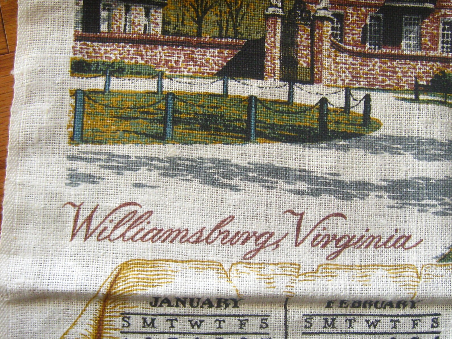 1984 Linen Tea/Dish Towel Calendar Signed R. Batchelder Etsy
