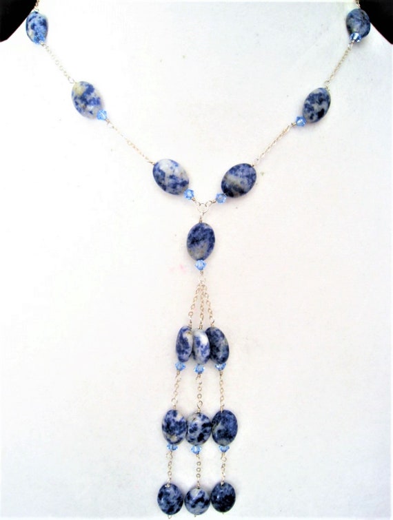 Art Deco Sterling & Sodalite Necklace. Delicate S… - image 10