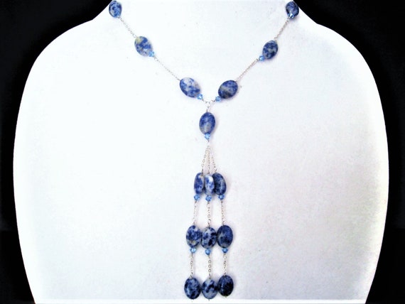 Art Deco Sterling & Sodalite Necklace. Delicate S… - image 2