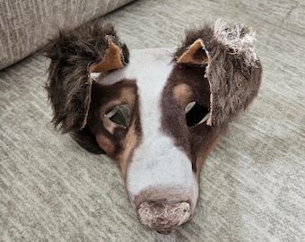Handmade Austrailian Shepherd Dog Mask with Bendable Ears