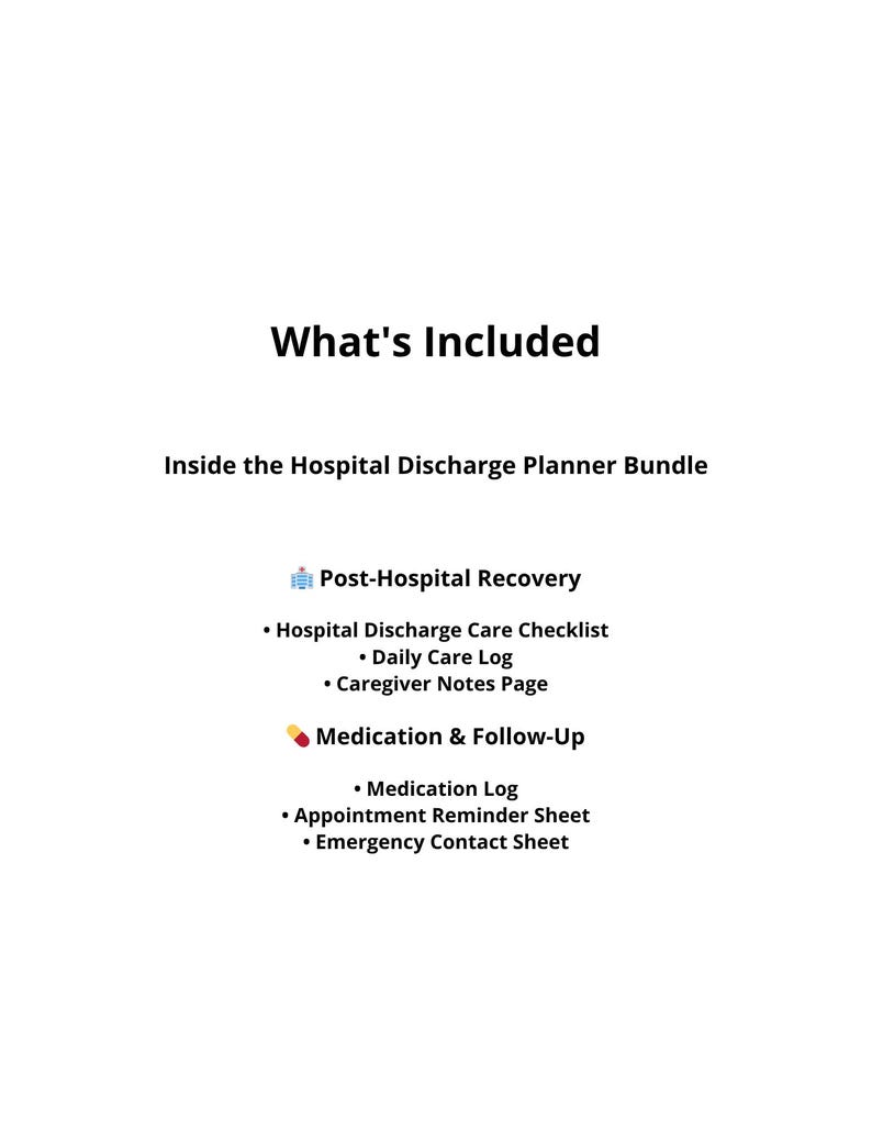 Hospital Discharge Planner Bundle Printable PDF | Recovery Care ...