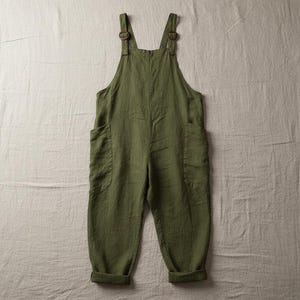Linnen jumpsuit dames, casual zomerromper, losse tuinbroek met zakken, boho boxpakje, linnen feel outfit