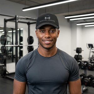 Muscles Loading dumbbell graphic Cap | Fitness workout hat