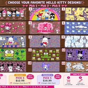 Kawaii UV-DTF-Becheraufkleber | Wasserfester Becheraufkleber | 1, 3 oder 5 Aufkleber zur Auswahl | DIY-Becheraufkleber