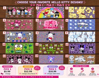 Kawaii UV DTF Cup Wrap Sticker | Waterproof Cup Decal | Pick 1, Pick 3 or Pick 5 | DIY Glass Cup Sticker