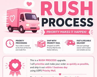 Rush Process Upgrade | Priority Processing | USPS Priority Mail | Ships in 1 Business Day