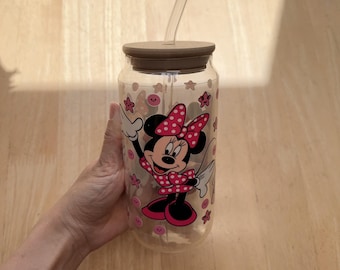 Characters Glass Tumbler | 16oz Libbey Glass Cup with Bamboo Lid & Glass Straw | Cute Gift