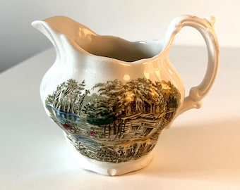 19th Century Canadian Antique Ridgway Creamer 'A Shanty on Lake Chaudière' | HTF Collector Piece