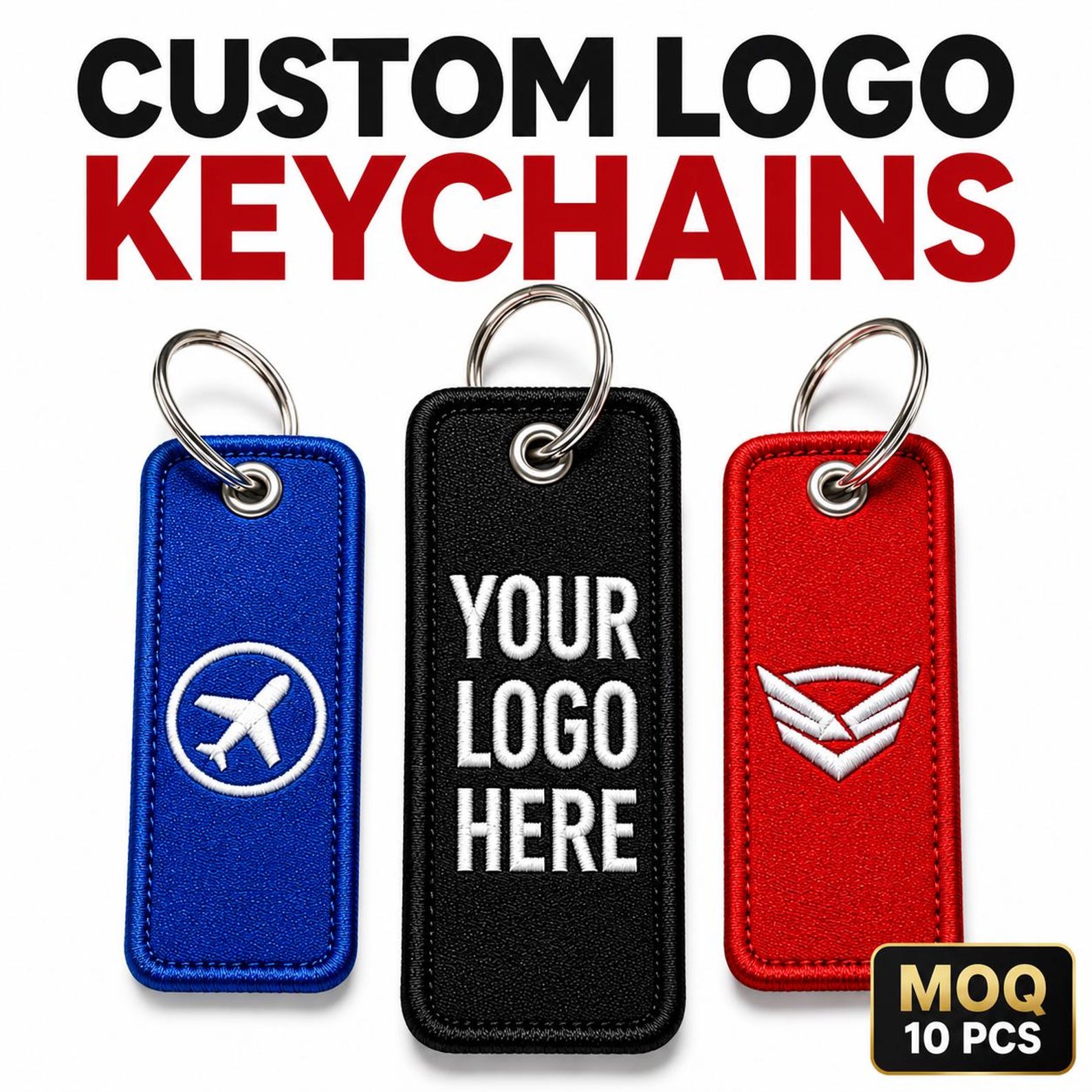 Custom Logo Keychains Bulk | Embroidered Keychains | Personalized Business Merchandise | Company Promotional Gifts